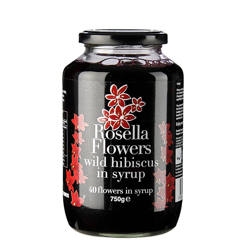 Wild Rosella in Sirup, 40 Blütenkelche vom wilden Hibiskus - 750 g - Glas Wild Rosella in Sirup, 40 Blütenkelche vom wilden Hibiskus - 750 g - Glas