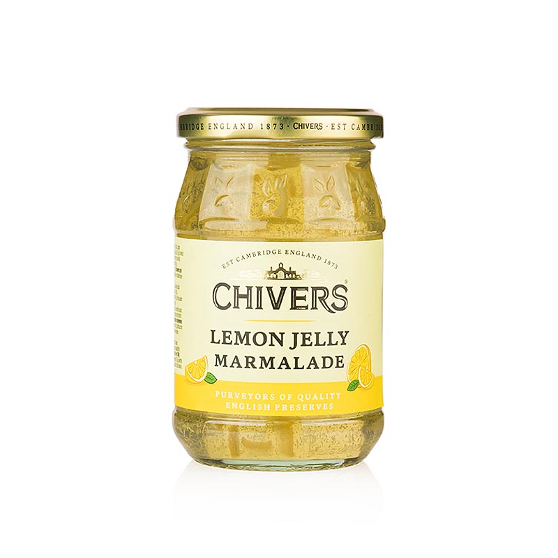 Jem lemon - dengan kulit lemon yang dicincang halus, dari Chivers - 340g - kaca Jem lemon - dengan kulit lemon yang dicincang halus, dari Chivers - 340g - kaca