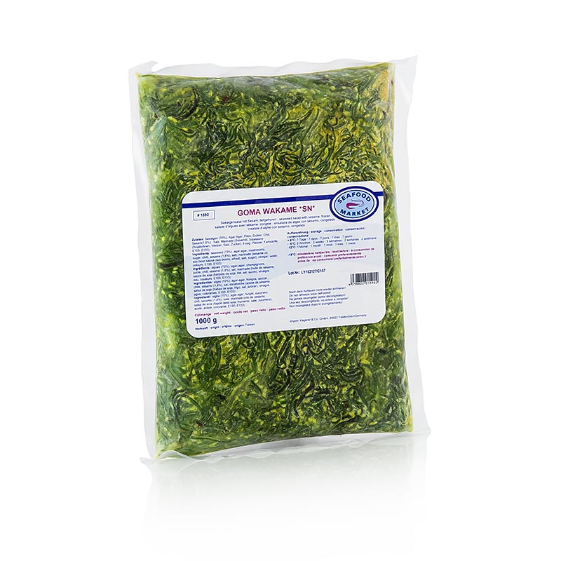 Goma Wakame, Seealgensalat mit Sesam fertig angemacht - 1 kg - Karton Goma Wakame, Seealgensalat mit Sesam fertig angemacht - 1 kg - Karton