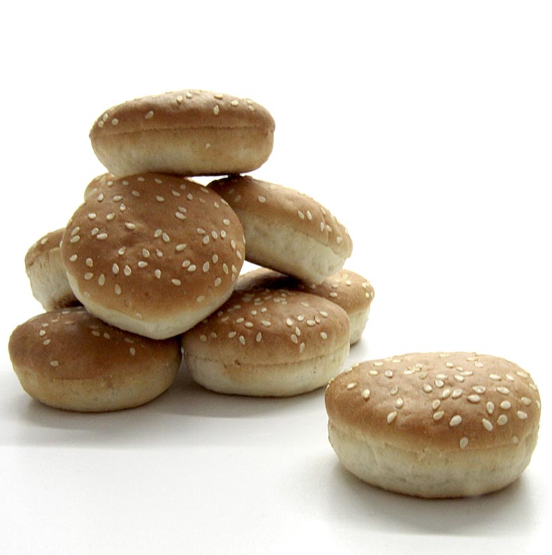 Mini pao de hamburguer com gergelim, aproximadamente Ø 5cm - 3,96kg, 180 pecas - Cartao