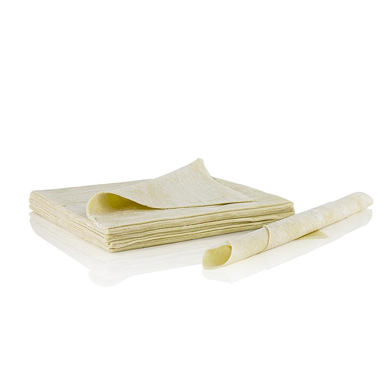 Lamines de massa Wan Tan, primes, 16 x 16 cm - 500 g, 28 fulls - bossa