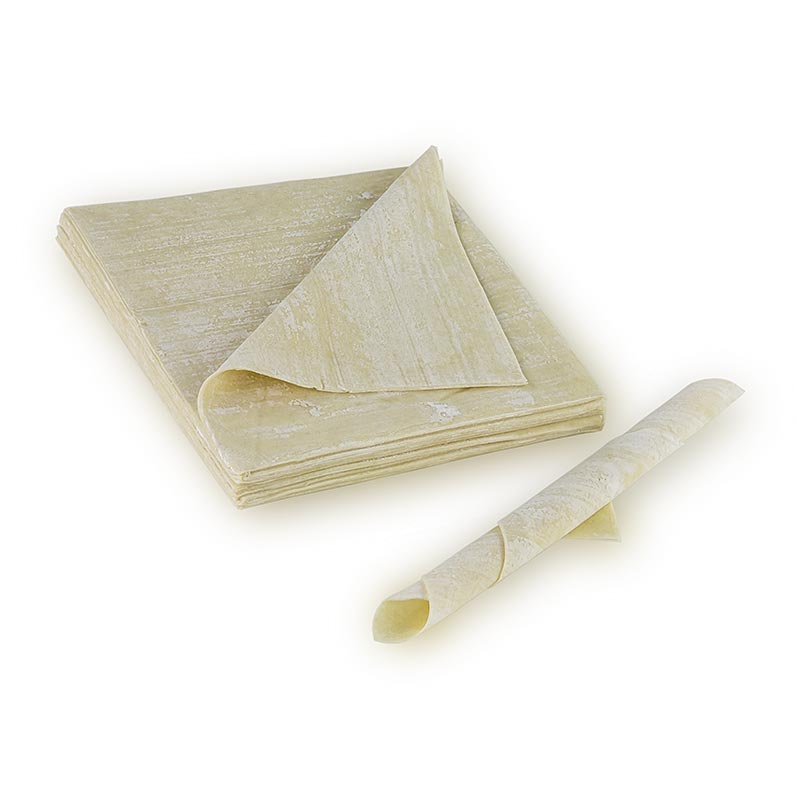 Lamines de massa Wan Tan, primes, 16 x 16 cm - 500 g, 28 fulls - bossa