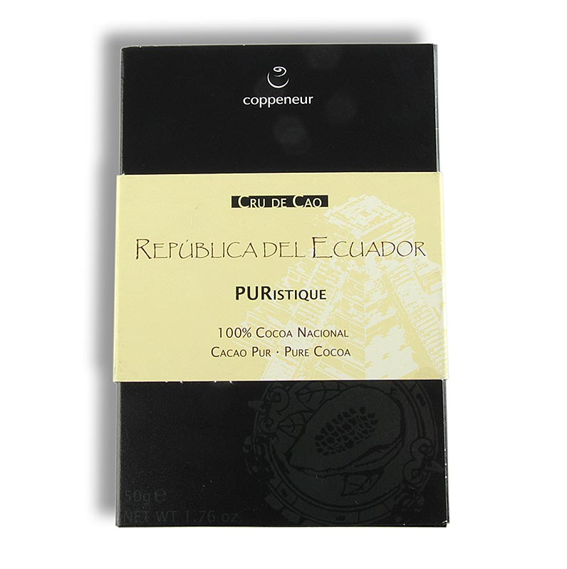 Coppeneur Tafel, Ecuador Cru de Cao, 100% Kakao, BIO - 50 g - Schachtel Coppeneur Tafel, Ecuador Cru de Cao, 100% Kakao, BIO - 50 g - Schachtel