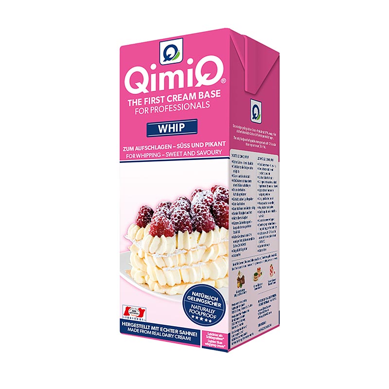 QimiQ Whip Natural, para bater cremes doces e salgados, 19% de gordura - 1 kg - tetra