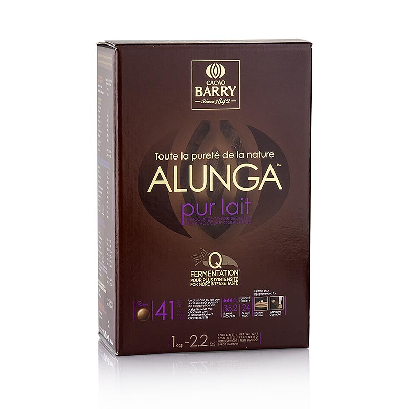Purity Nature Alunga, Vollmilch Schokolade, Callets, 41% Kakao - 1 kg - Beutel