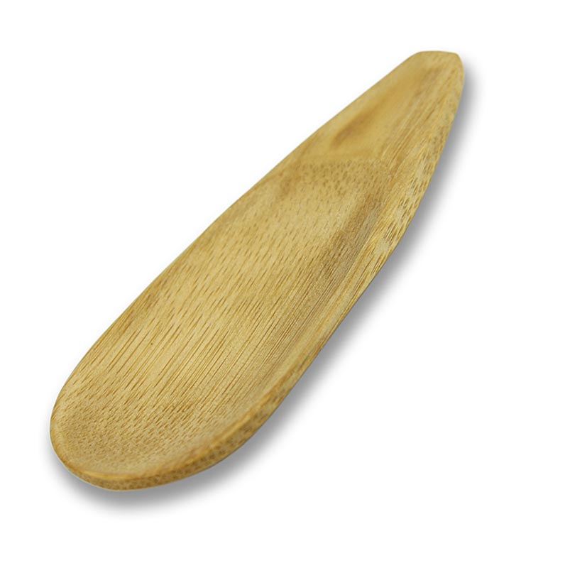 Einnota bambusskalar / diskar, flatar og gegnheilar, skeidhlaga, 10 x 3,8 cm - 24 stykki - taska