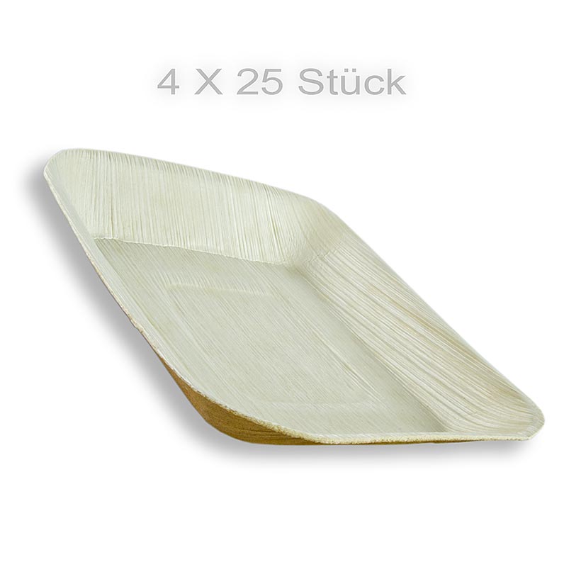 Plato desechable de hoja de palma, cuadrado, 17 x 17 cm, 100% compostable - 100 piezas - Cartulina