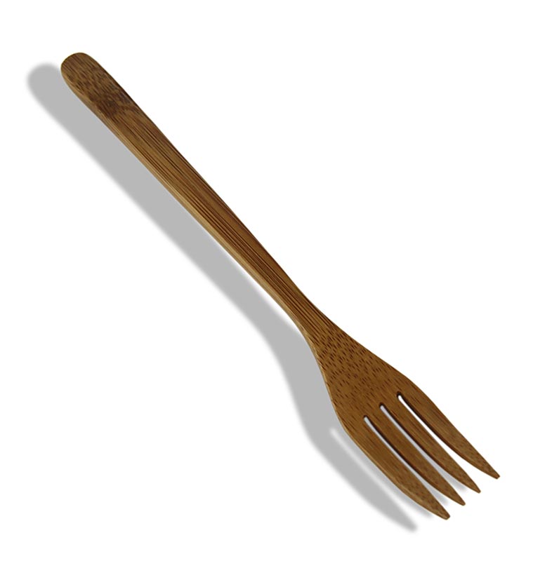 Tenedores de bambu reutilizables, aptos para lavavajillas, marron oscuro, 20 cm de largo - 25 piezas - bolsa