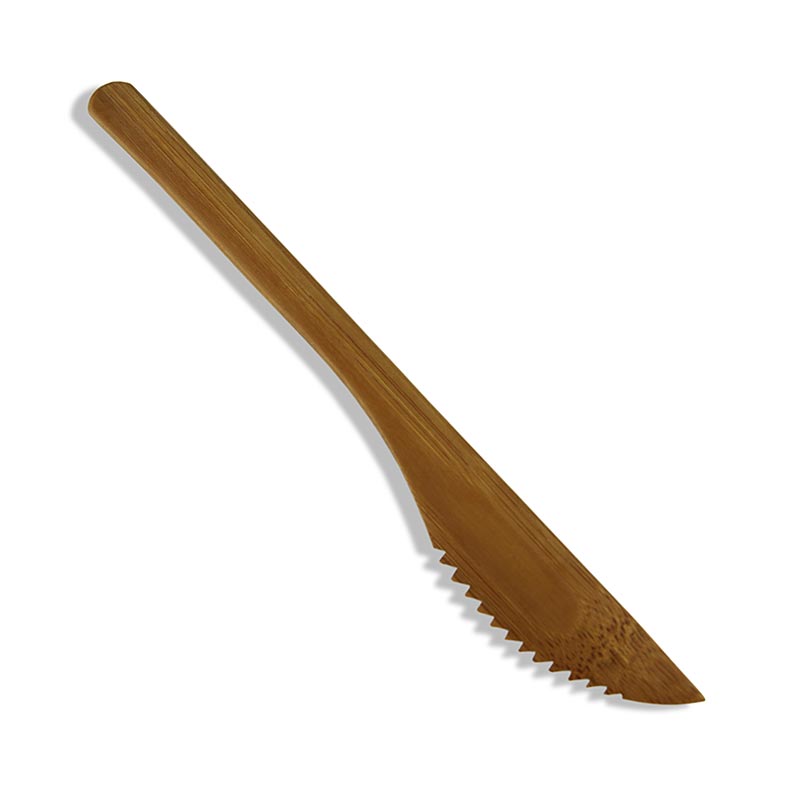 Cuchillo de bambu reutilizable, apto para lavavajillas, marron oscuro, 20 cm de largo - 25 piezas - bolsa
