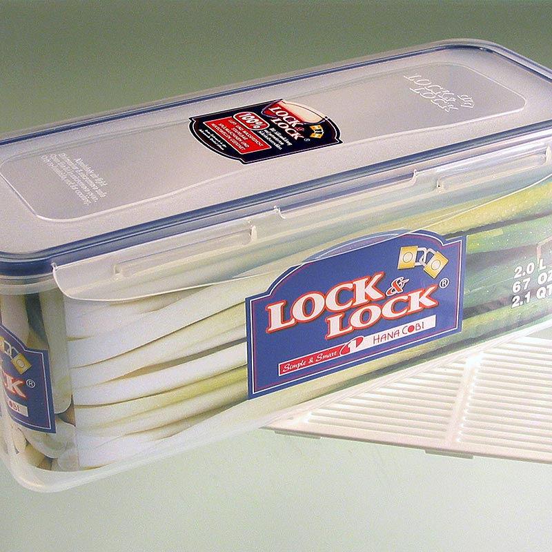 Fresh box Lock and Lock, 2,0 l, suorakaiteen muotoinen 279 x 116 x 102 mm, tyhjennysritilalla - 1 kpl - Loysa