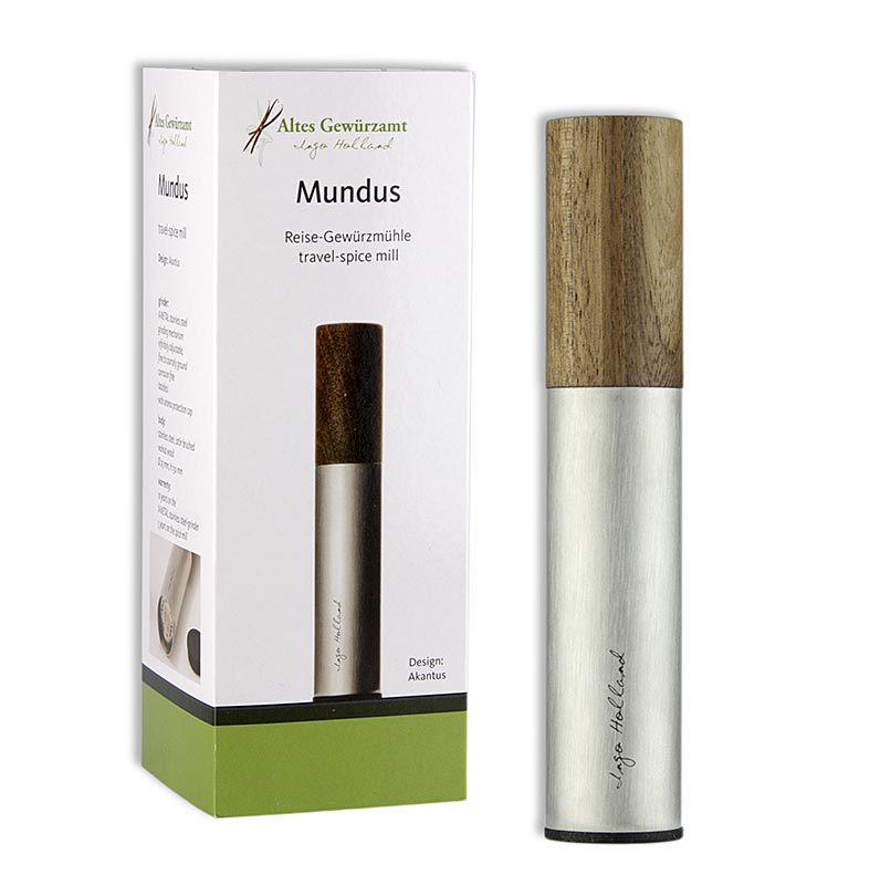 Ingo Holland Edition - Macina-sale-pepe tascabile Mundus, acciaio inossidabile / noce - 1 pezzo - scatola