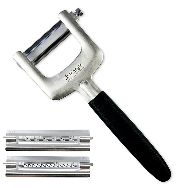 Set tagliapasta Julienne, lame da 3 / 6 / 45 mm, lunghezza 18 cm, larghezza 7,5 cm, triangolo in acciaio inox - 3 pezzi - scatola