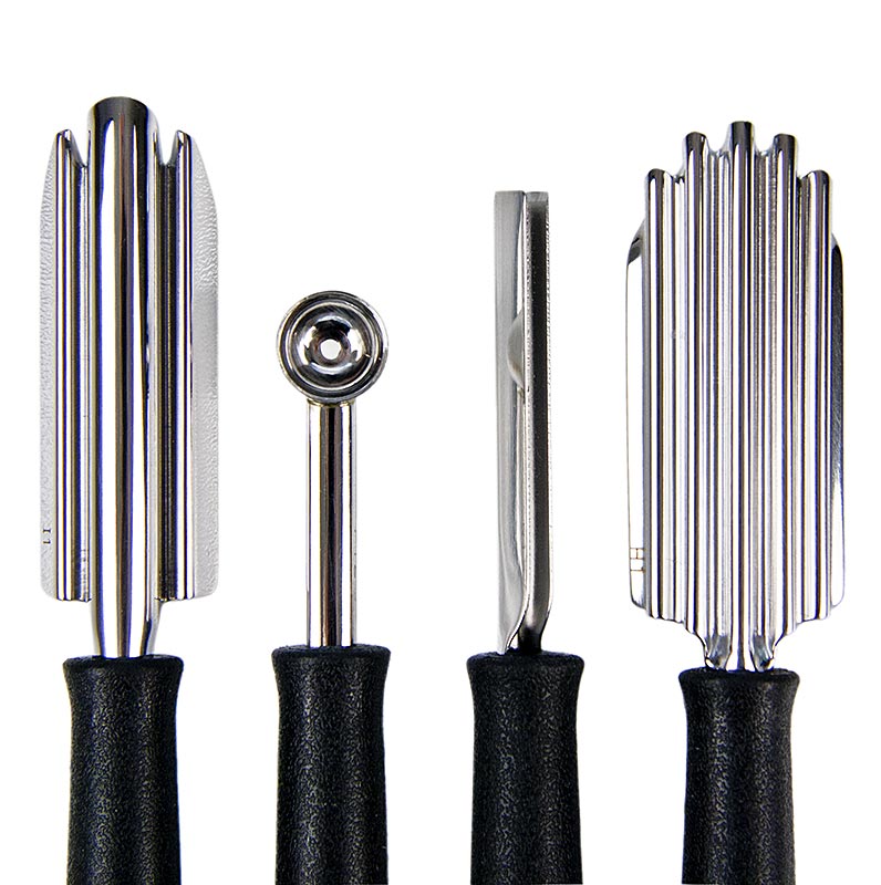 Set speciale di coltelli da intaglio: coltello da intaglio e per intagliare, modellatore di sfere, triangolo in acciaio inossidabile - 8 pezzi - Cartone Set speciale di coltelli da intaglio: coltello da intaglio e per intagliare, modellatore di sfere, triangolo in acciaio inossidabile - 8 pezzi - Cartone