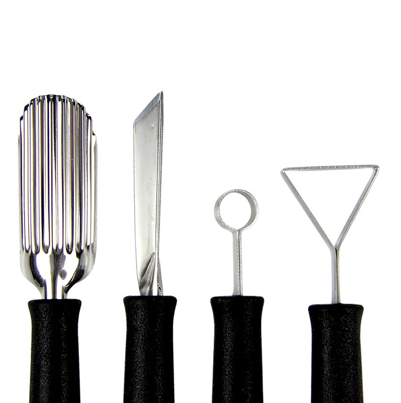 Set speciale di coltelli da intaglio: coltello da intaglio e per intagliare, modellatore di sfere, triangolo in acciaio inossidabile - 8 pezzi - Cartone