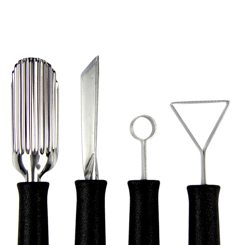 Set speciale di coltelli da intaglio: coltello da intaglio e per intagliare, modellatore di sfere, triangolo in acciaio inossidabile - 8 pezzi - Cartone Set speciale di coltelli da intaglio: coltello da intaglio e per intagliare, modellatore di sfere, triangolo in acciaio inossidabile - 8 pezzi - Cartone