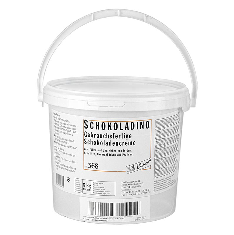 Fettglasur Schokoladino, Dreidoppel - 6 kg - Eimer