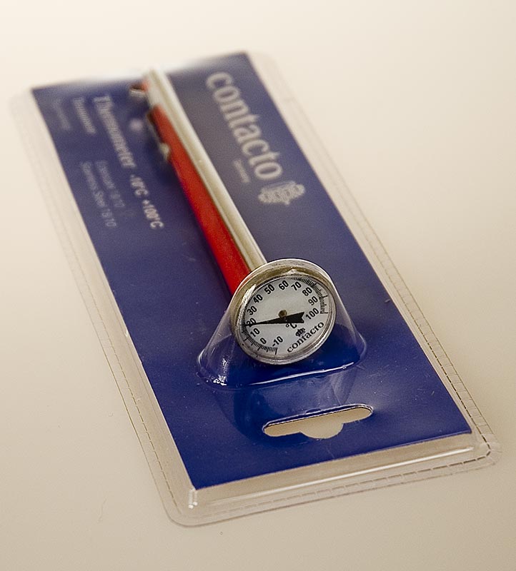 Analog termometer teststav, rustfritt stal, maleomrade -10°C til +100°C, 14cm lang - 1 stk - Kartong