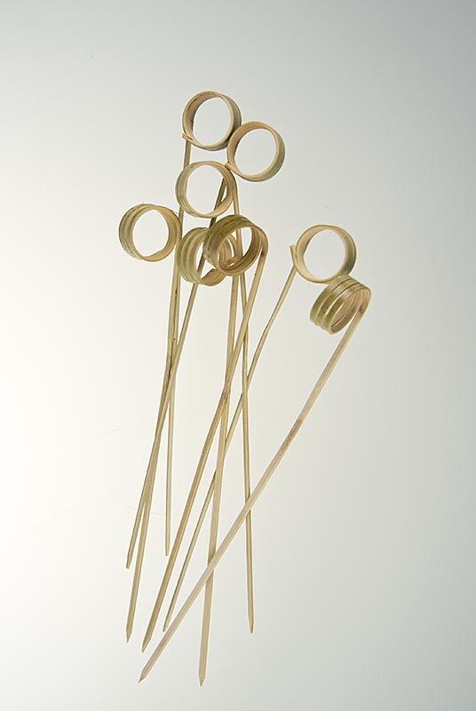 Brochetas de bambu, con anilla (extremo de anilla), 11 cm - 100 piezas - bolsa