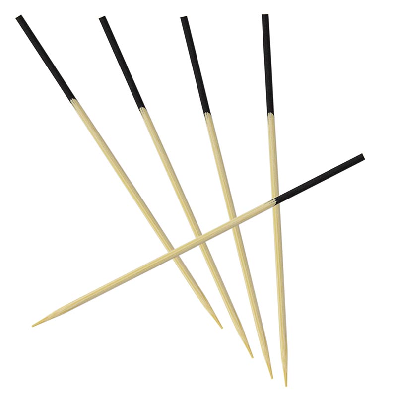 Pinchos de madera con extremos tenidos de negro, 9 cm - 500 piezas - bolsa