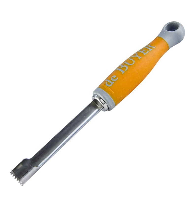 deBUYER stoner universal, Ø 13mm, 9cm de comprimento, aco inoxidavel / plastico laranja - 1 pedaco - Cartao