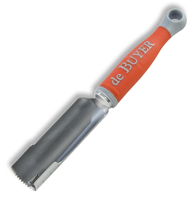 deBUYER stoner universal, Ø 30mm, 11cm de comprimento, aco inoxidavel / plastico vermelho - 1 pedaco - Cartao