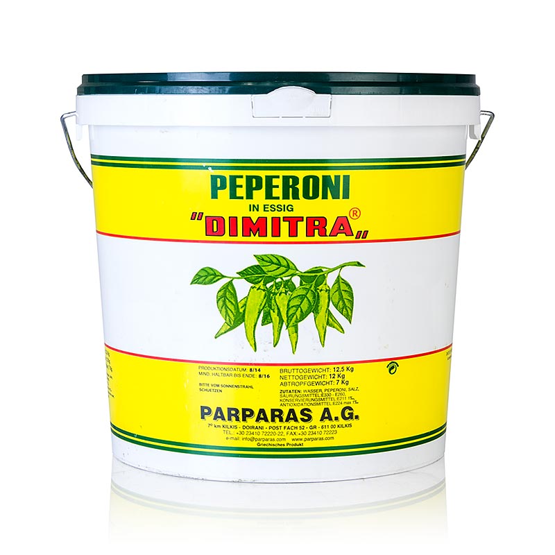 Eingelegte Peperoni, mild, Dimitra - 12,5 kg - Pe-eimer Eingelegte Peperoni, mild, Dimitra - 12,5 kg - Pe-eimer