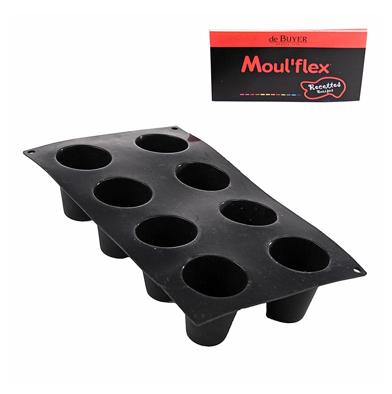 deBUYER molde para hornear Moul`flex, 8 formas conicas, Ø 55mm, altura 60mm, 17,5x30cm - 1 pieza - Perder