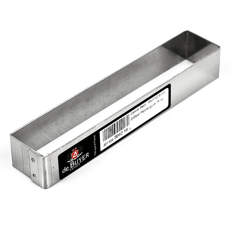 Kornize deBUYER, drejtkendeshe, celik inox, 16 x 3.2 cm, 2.5 cm e larte - 1 cope - Te lirshme