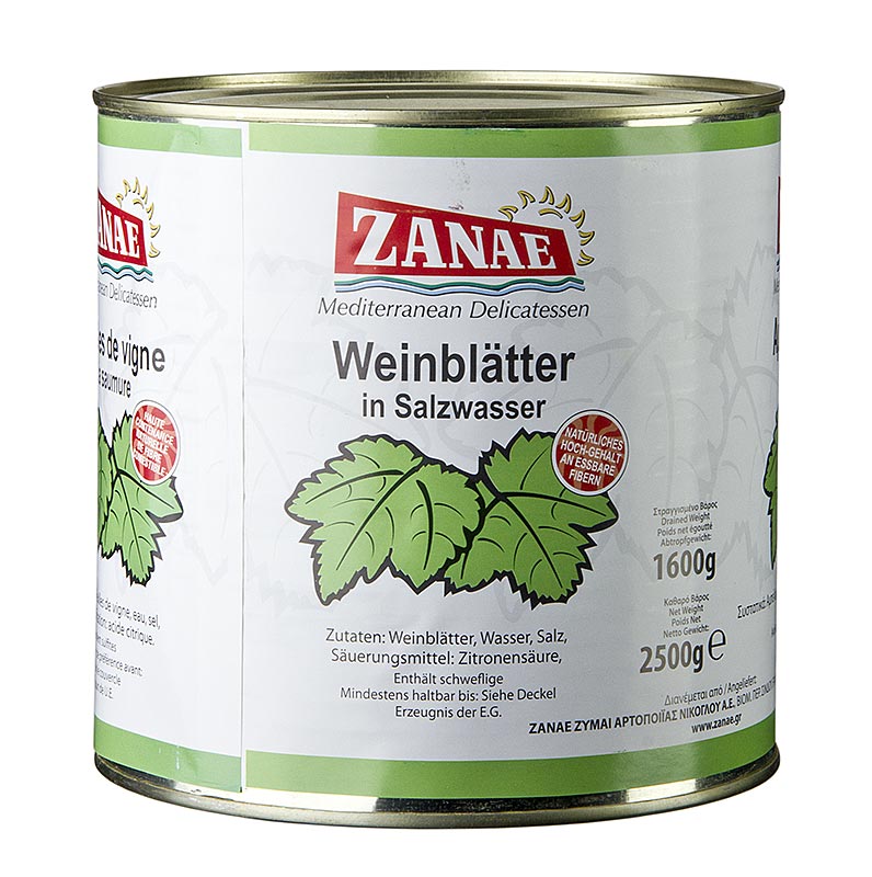 Weinblätter, in Salzwasser - 2,4 kg, ca.360 Stück - Dose