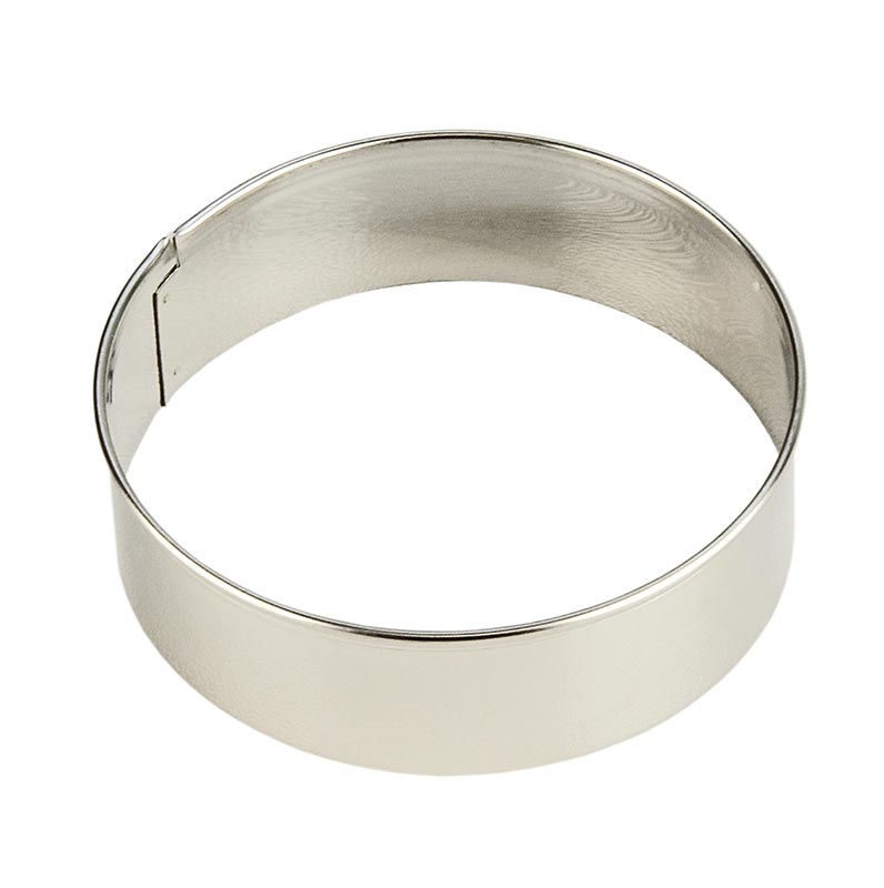 Cortador de anel em aco inoxidavel, liso, Ø 8cm, 2,5cm de altura, 0,3mm de espessura - 1 pedaco - Solto