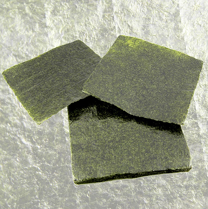 Yakinori ganze Größe, getrocknete Algenblätter, geröstet, Gold - 125 g, 50 Blatt - Beutel Yakinori ganze Größe, getrocknete Algenblätter, geröstet, Gold - 125 g, 50 Blatt - Beutel