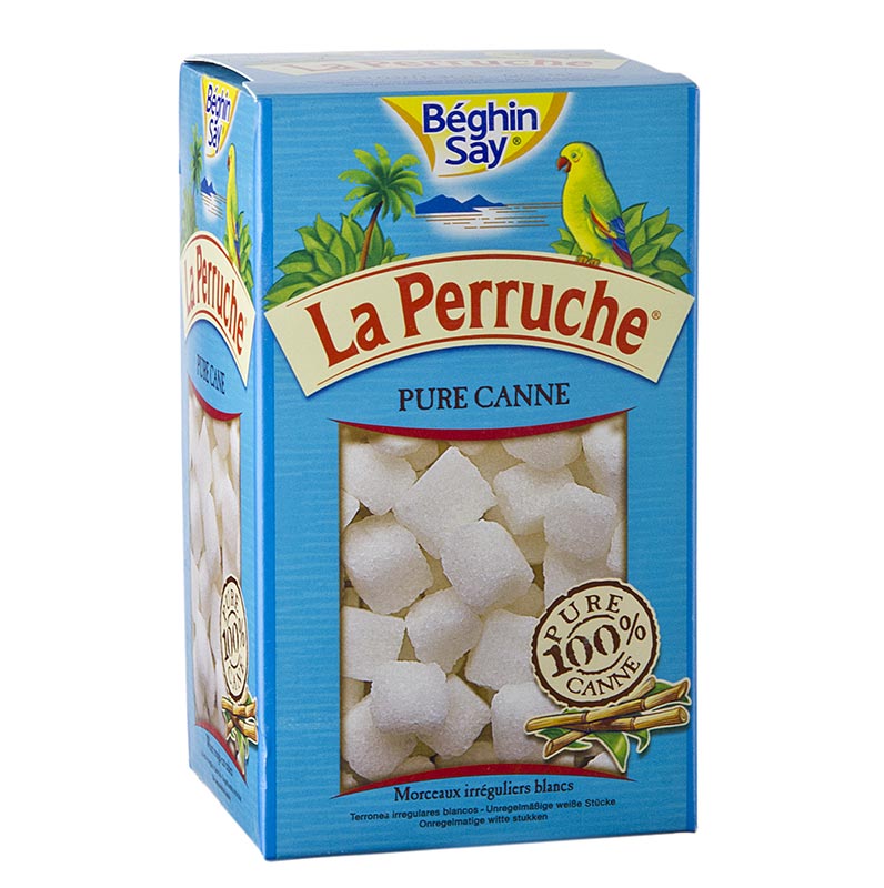 Rorsykur, hvitur, i teningum, La Perruche - 750 g - pakka