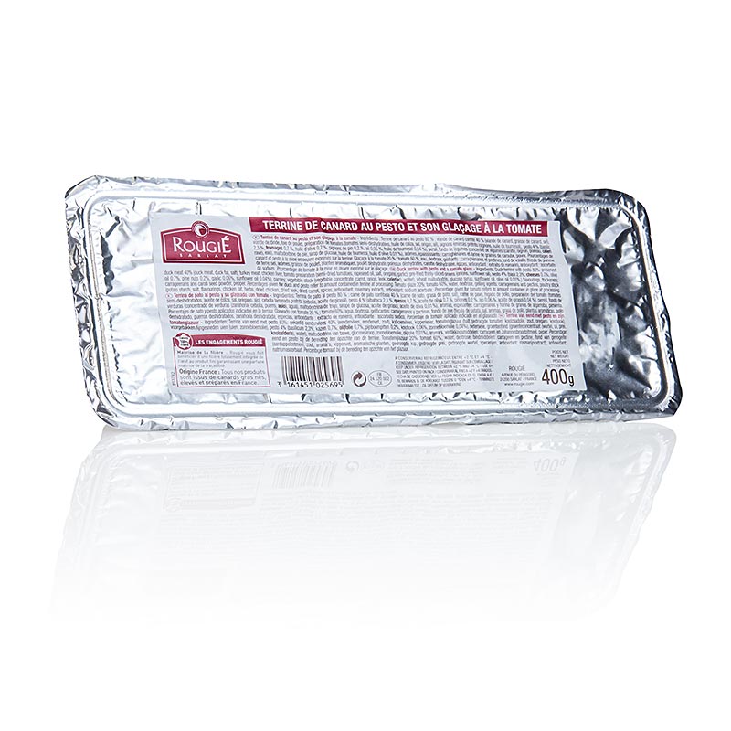 Terrine von Entenfleisch, mit glasierten Tomaten und Pesto, Rougie - 400 g - Pe-schale Terrine von Entenfleisch, mit glasierten Tomaten und Pesto, Rougie - 400 g - Pe-schale