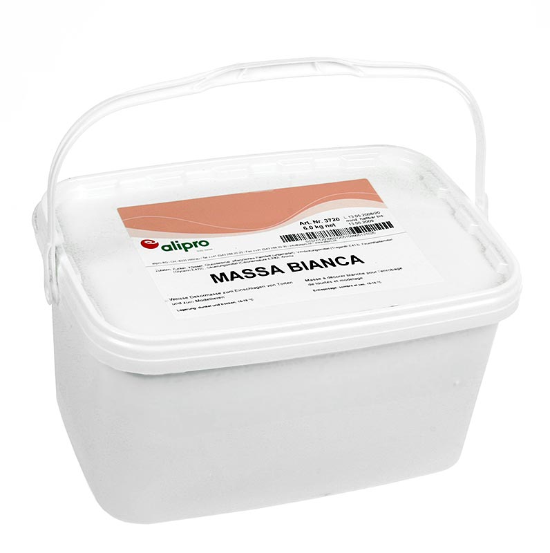 Massa Bianca, rullad fondant, vit dekorativ pasta (liknande Massa Ticino) - 6 kg - Pe hink