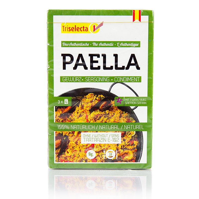 Condimento para paella, con azafran autentico, 3x3g - 9g - caja