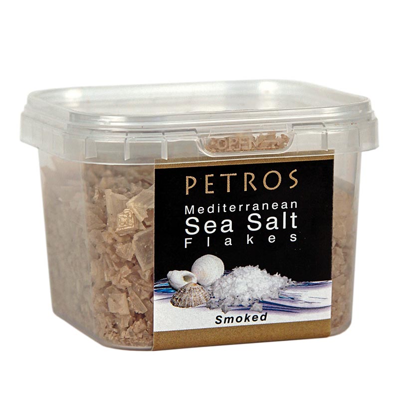 Sal marina en forma de piramide, ahumada, Petros, Chipre - 100 gramos - cubo de pe