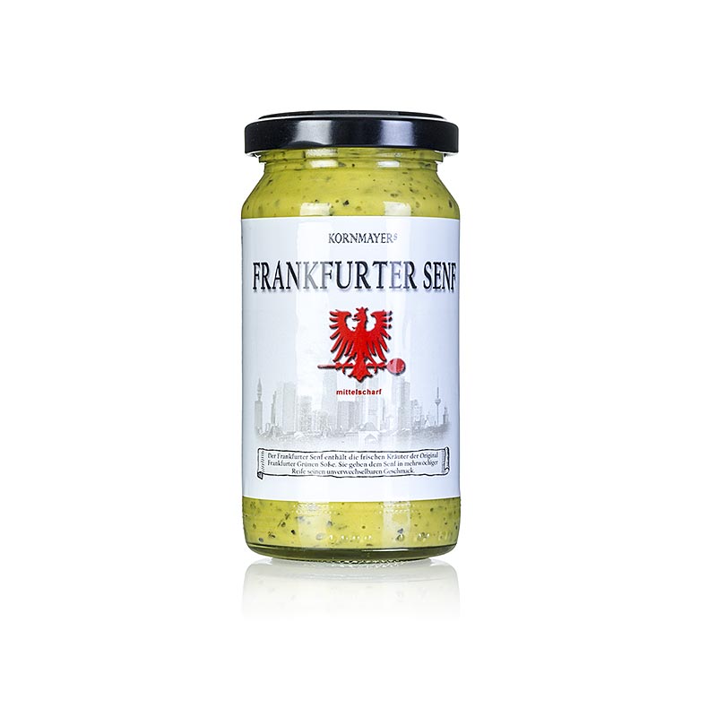 Kornmayer: mostaza Frankfurt, medianamente picante, con salsa verde y hierbas - 210ml - Vaso