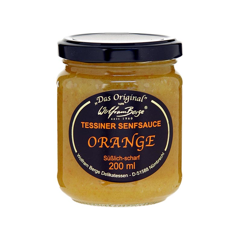 Alkuperainen Ticinon appelsiini-sinappikastike, Wolfram Berge - 200 ml - Lasi
