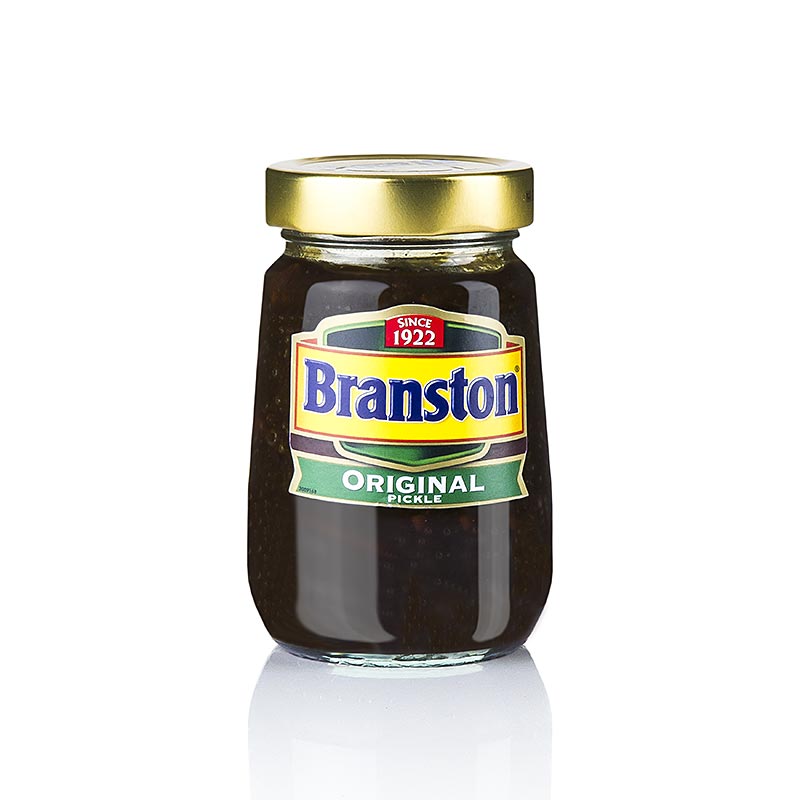 Branston surum gurkum, graenmetis- og kryddbragdhi, saett og surt - 360g - Gler