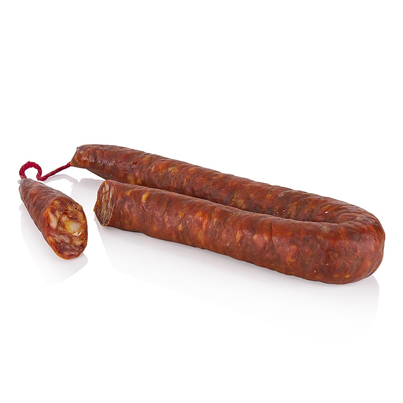 Chorizo on erittain mausteinen, yksinkertainen laatu, hevosenkengan muotoinen - noin 250 g - laukku