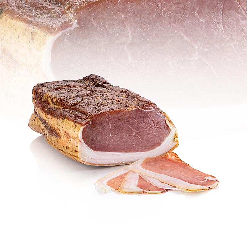 Llom de porc VULCANO, amb pell, madurat durant 3,5 mesos, d`Estiria - aproximadament 1,7 kg - buit