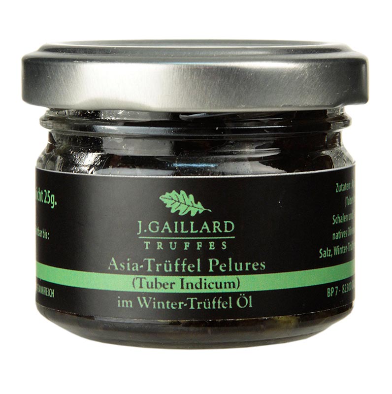 Asia Truffle Pelures, kulit / hirisan truffle, dalam minyak truffle (perisa), Gaillard - 30g - kaca