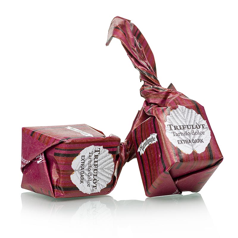 Mini praline al tartufo di Tartuflanghe - Tartufo Dolce d`Alba EXTRA FONDENTE, cioccolato extra fondente, a 7g, nero / rosso - 1 kg - borsa