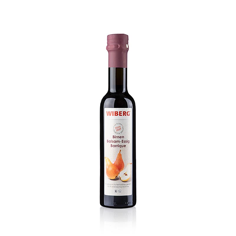 Wiberg Squisito aceto balsamico di pera, 5% di acidita, invecchiato in botti di rovere per 10 anni - 250 ml - Bottiglia