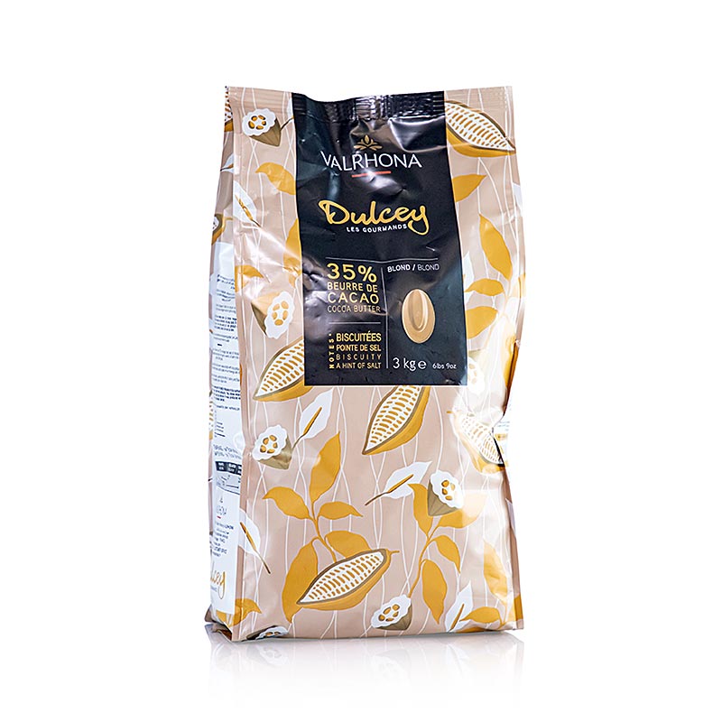 Valrhona Dulcey, Cobertura Rubia como callets, 35% cacao - 3 kilos - bolsa