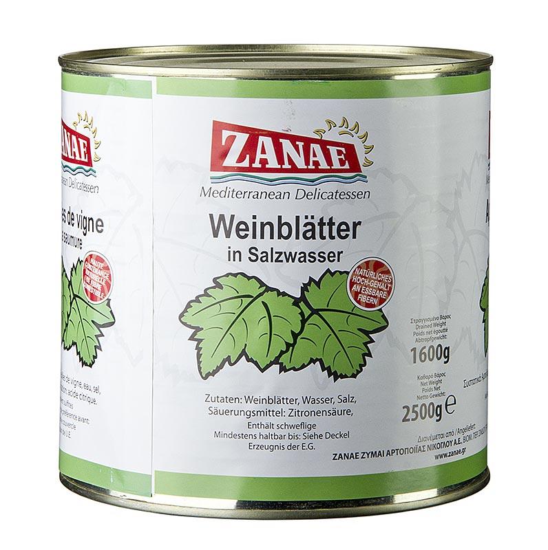Folhas de uva, em agua salgada - 2,4 kg, aprox. 360 pecas - pode Folhas de uva, em agua salgada - 2,4 kg, aprox. 360 pecas - pode