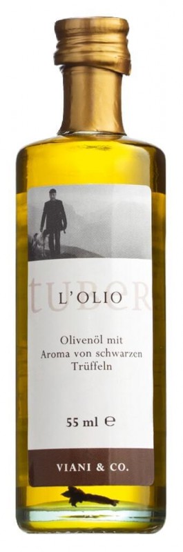 Olio d`oliva al tartufo nero, minyak zaitun dengan aroma truffle hitam - 55ml - Botol