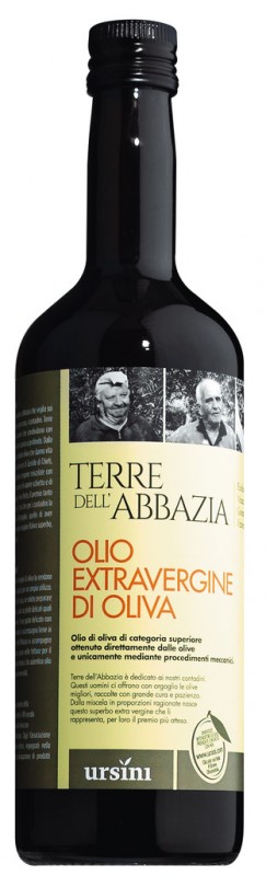 Olio extra virgin Terre dell`Abbazia, extra virgin olivenolje Terre dell`Abbazia, Ursini - 750 ml - Flaske