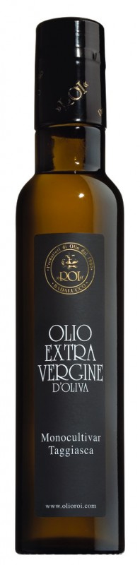 Olio virgen extra Monocultivar Taggiasca, aceite de oliva virgen extra Monocultiva taggiasca, Olio Roi - 250ml - Botella