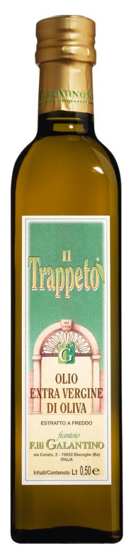 Olio extra vergine di oliva Trappeto, olio extra vergine di oliva Trappeto, Galantino - 500 ml - Bottiglia